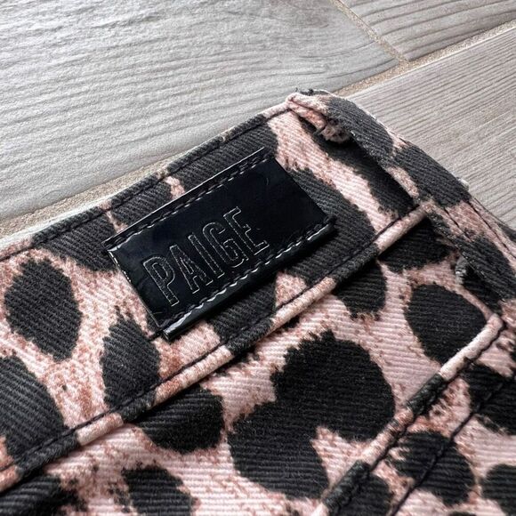 Paige Women's Pink Leopard Print Frayed Hem Skinny Hoxton Ankle Jeans Size 23 - Picture 11 of 11